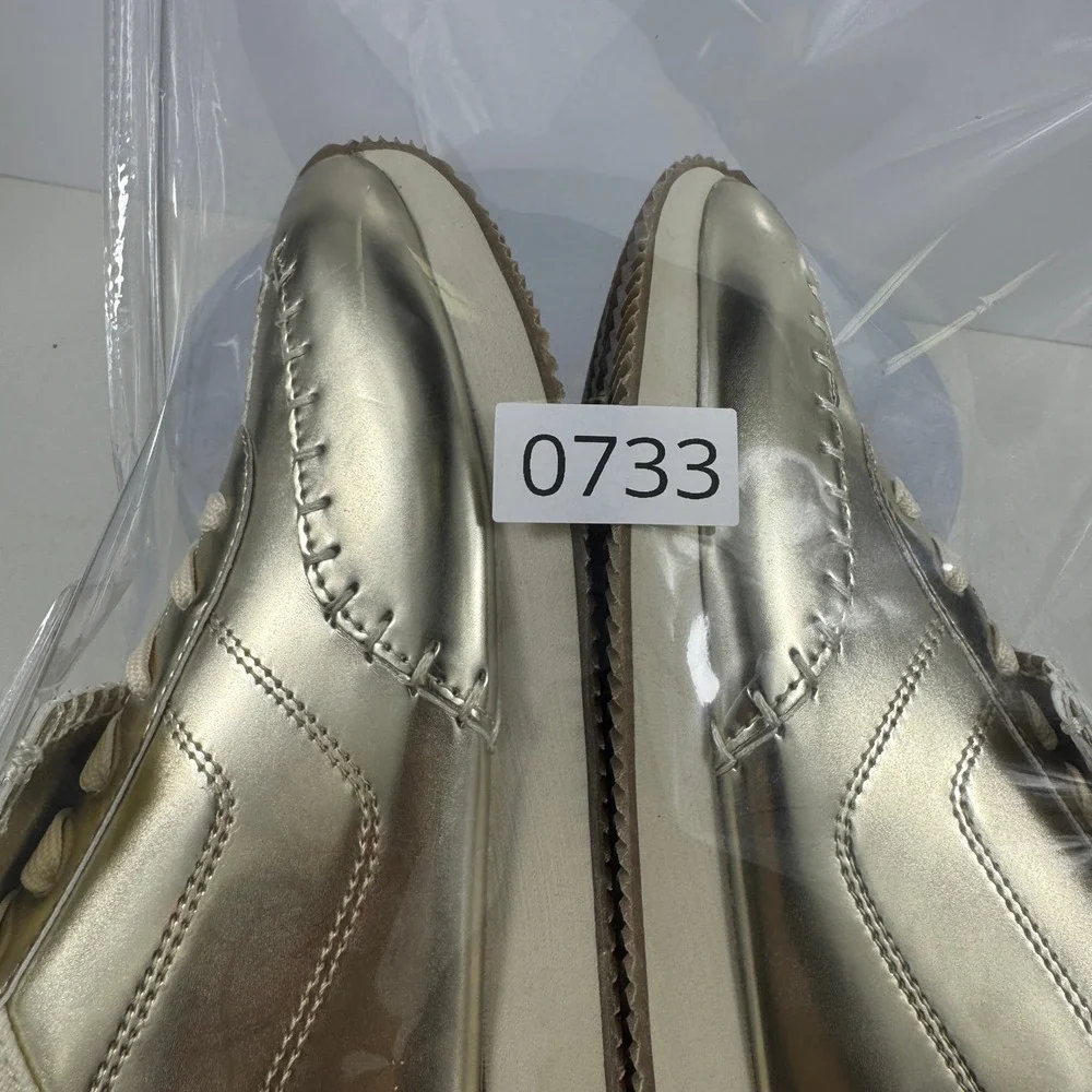 Toddlluby Women's‎ Sneakers Gold Metallic Lace Up Fashion Shoes Size 9 EU40
